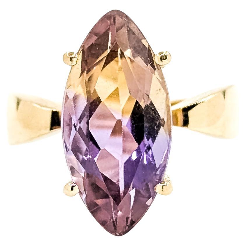 Bague solitaire en amétrine 14ky