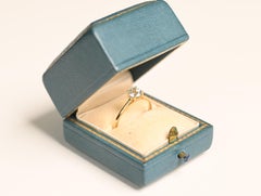 Solitaire Aquamarine Engagement Ring. 0.50ct Round Light Blue 18K Yellow Gold