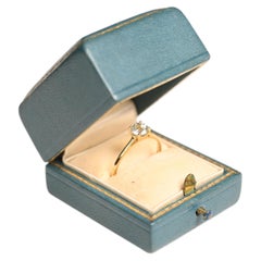Solitaire Aquamarine Engagement Ring. 0.50ct Round Light Blue 18K Yellow Gold
