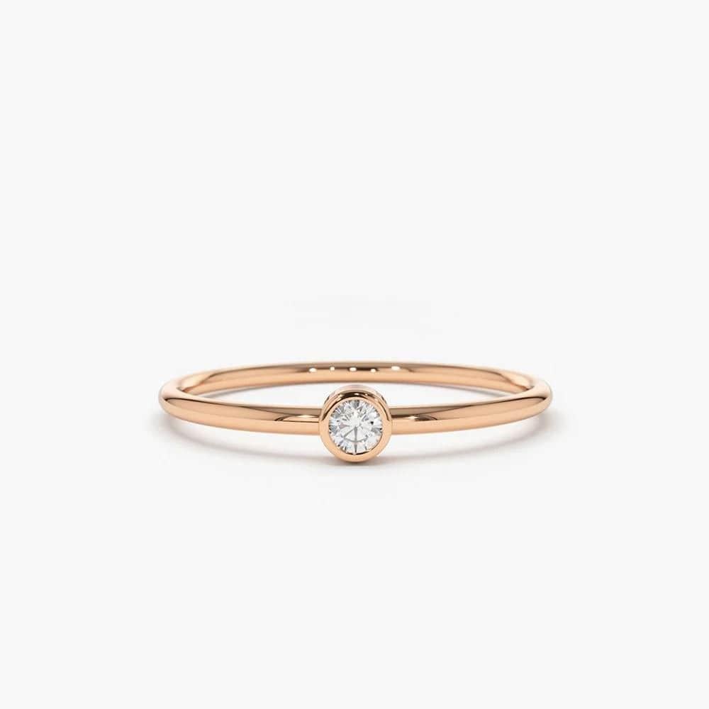 Im Angebot: Solitär Lünette 14K (oder 18k auf Anfrage) Gelbgold Diamantring () 3