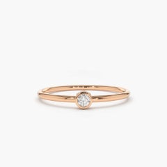 Solitaire Bezel 14K (or 18k upon request) Yellow Gold Diamond Ring