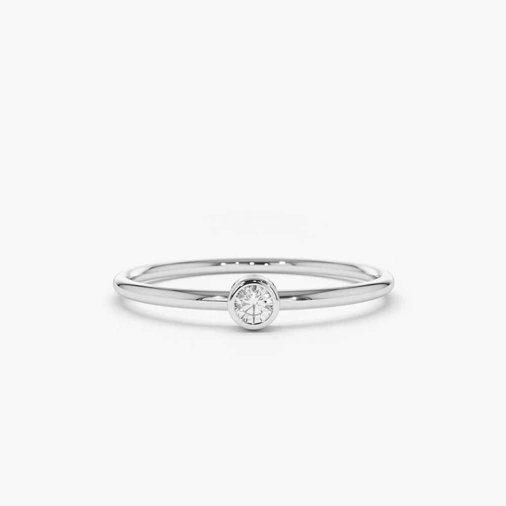 Im Angebot: Solitär Lünette 14K (oder 18k auf Anfrage) Gelbgold Diamantring () 4