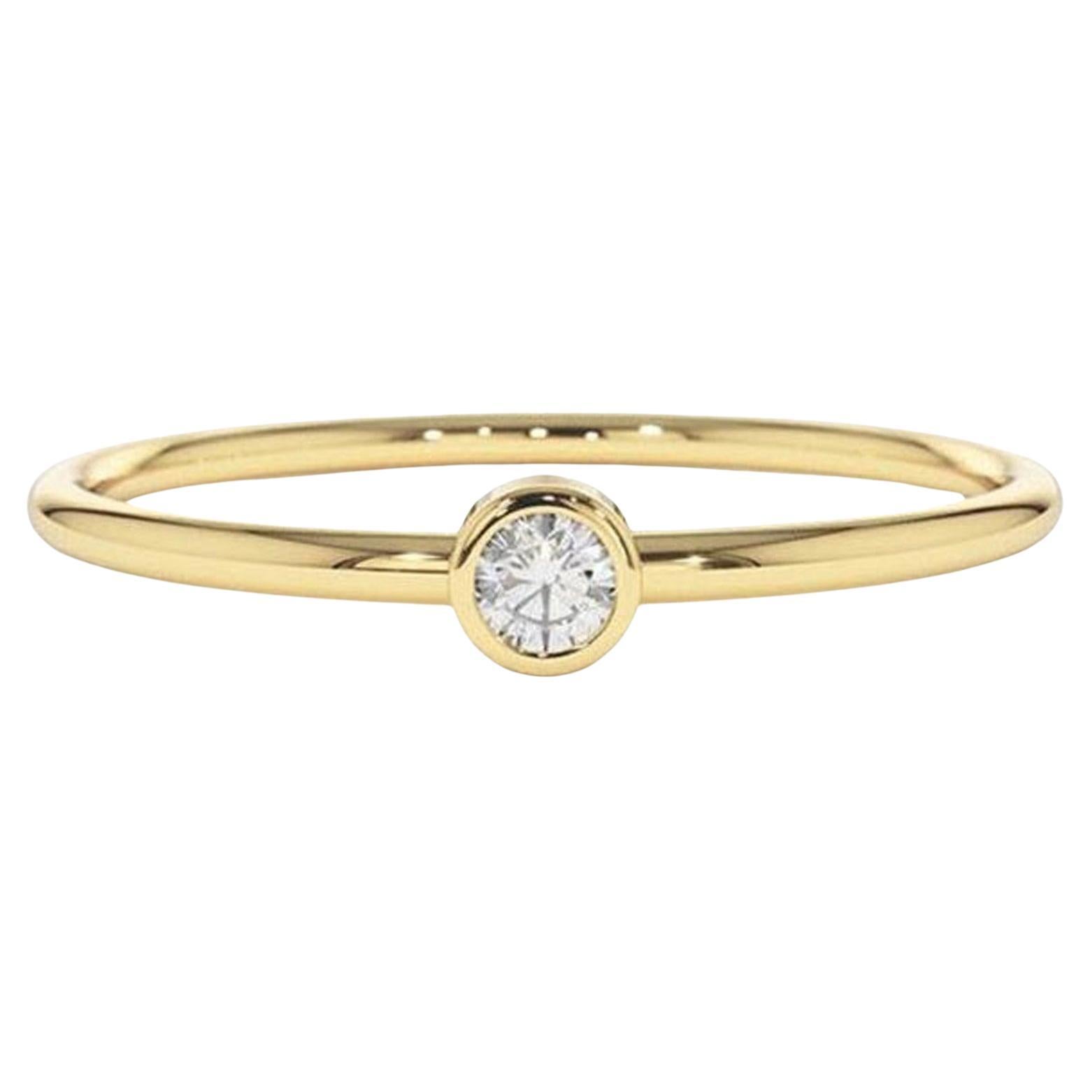 Solitär-Diamantring mit Lünette 14K Gelbgold