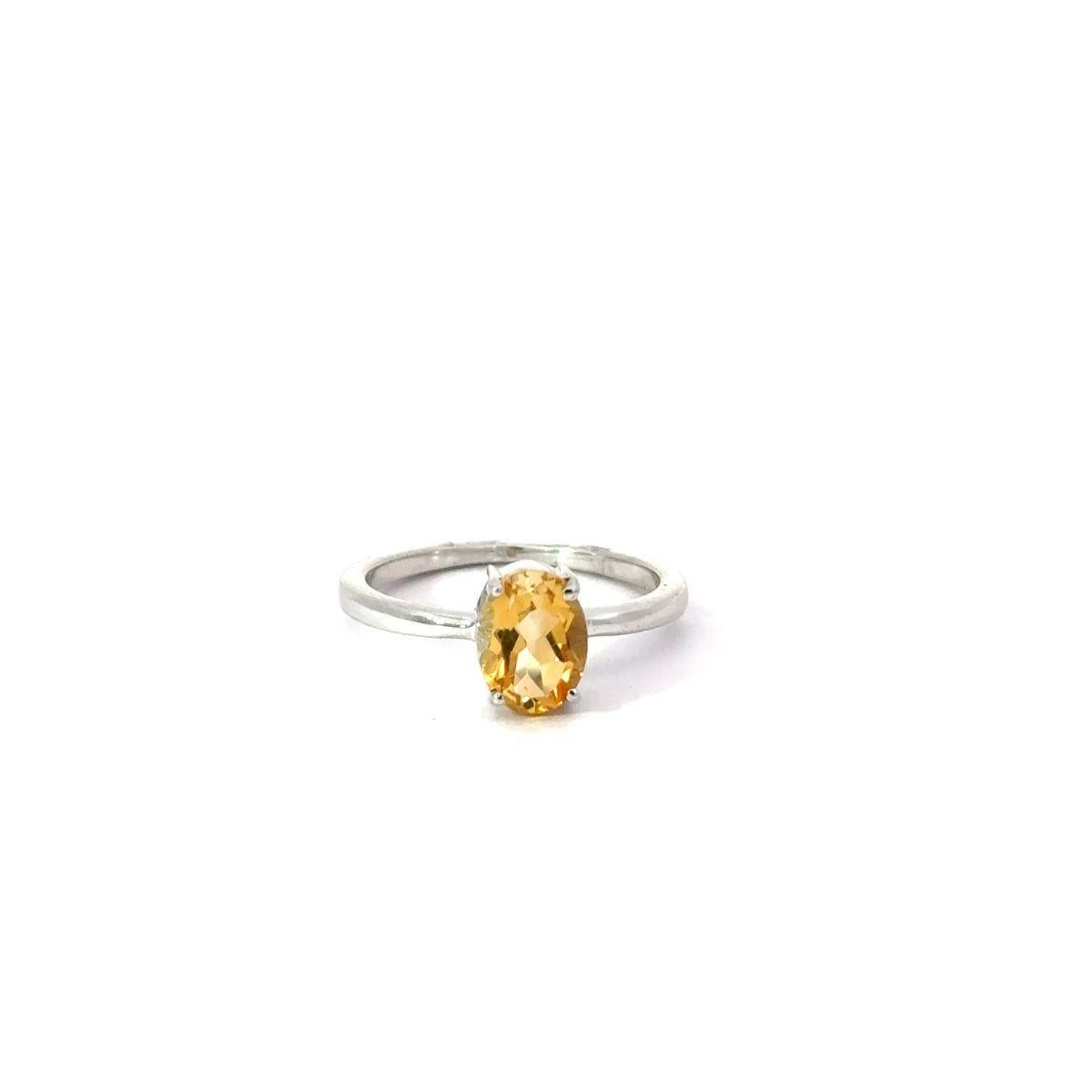 For Sale:  Solitaire Citrine November Birthstone Ring for Her in Prong Set Silver Jewelry 7
