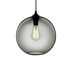 Solitaire Crystal Handblown Modern Glass Pendant Light, Made in the USA