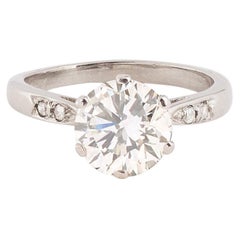 Solitaire Diamond 1.96 Carat I/SI2 Certified LFG 18 Carat White Gold Ring