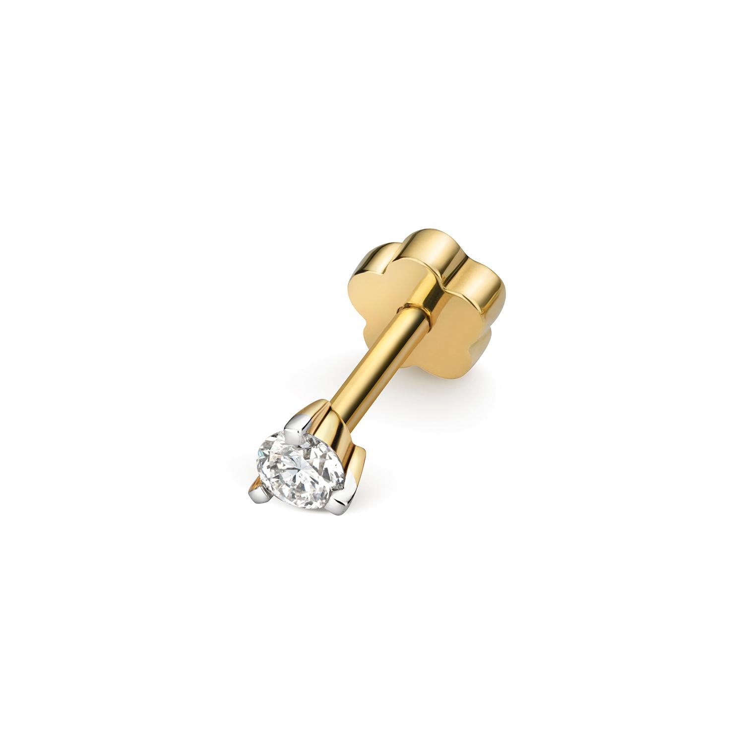 SOLITAIRE DIAMOND CARTILAGE 3 CLAW STUD IN 18CT Gold In New Condition For Sale In Ilford, GB