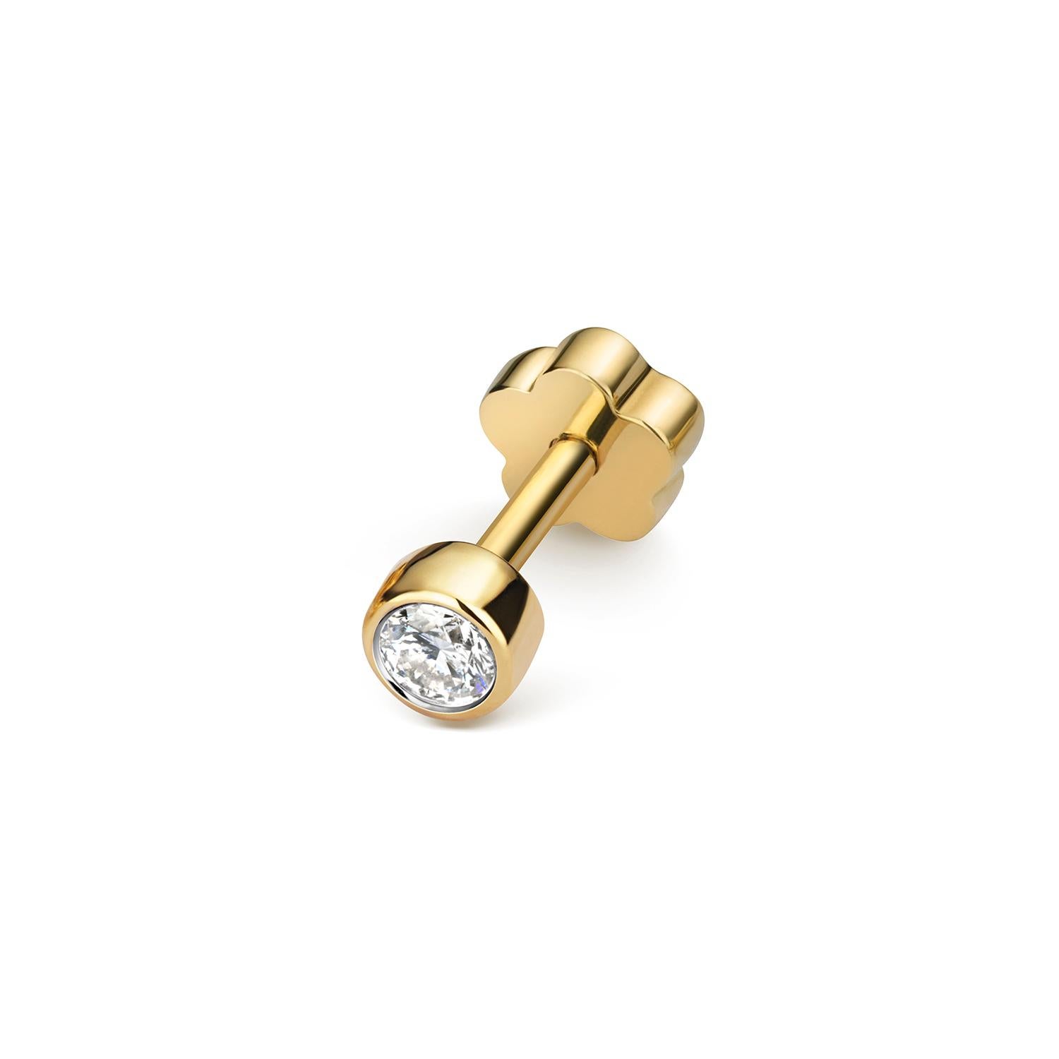 SOLITAIRE DIAMOND CARTILAGE RUBOVER STUD IN 9CT Gold In New Condition For Sale In Ilford, GB