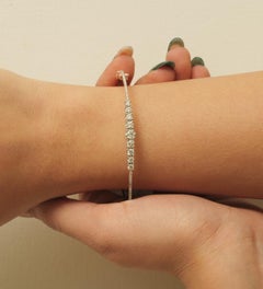 1.37 Carat Solitaire Natural Diamond Stackable Bangle Bracelet, 14k Rose Gold