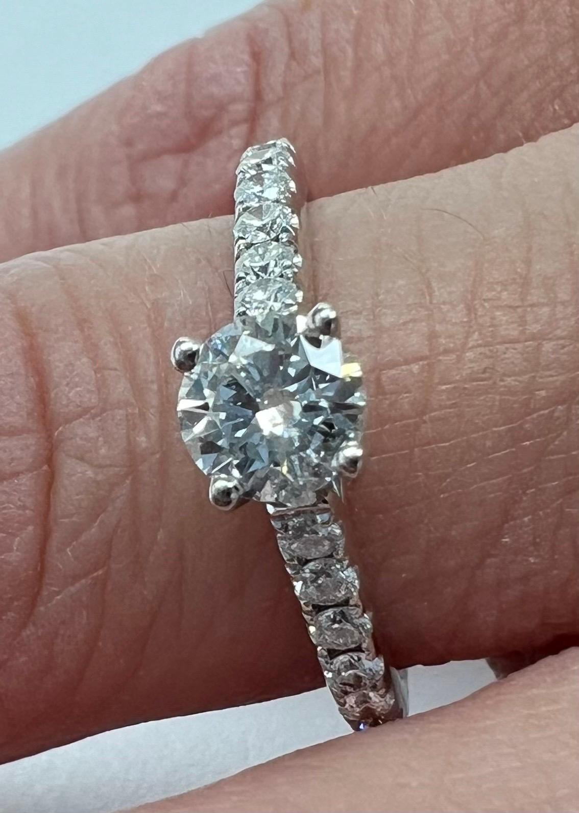 Brilliant Cut Solitaire Diamond Engagement Ring, 14k White Gold Natural Full Cut Diamonds 0.82 For Sale