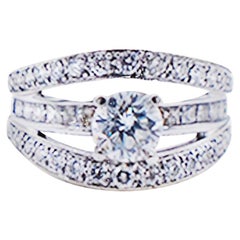  Diamond Engagement Ring 1.70 Carat Round and Princess, Platinum & 18 Karat