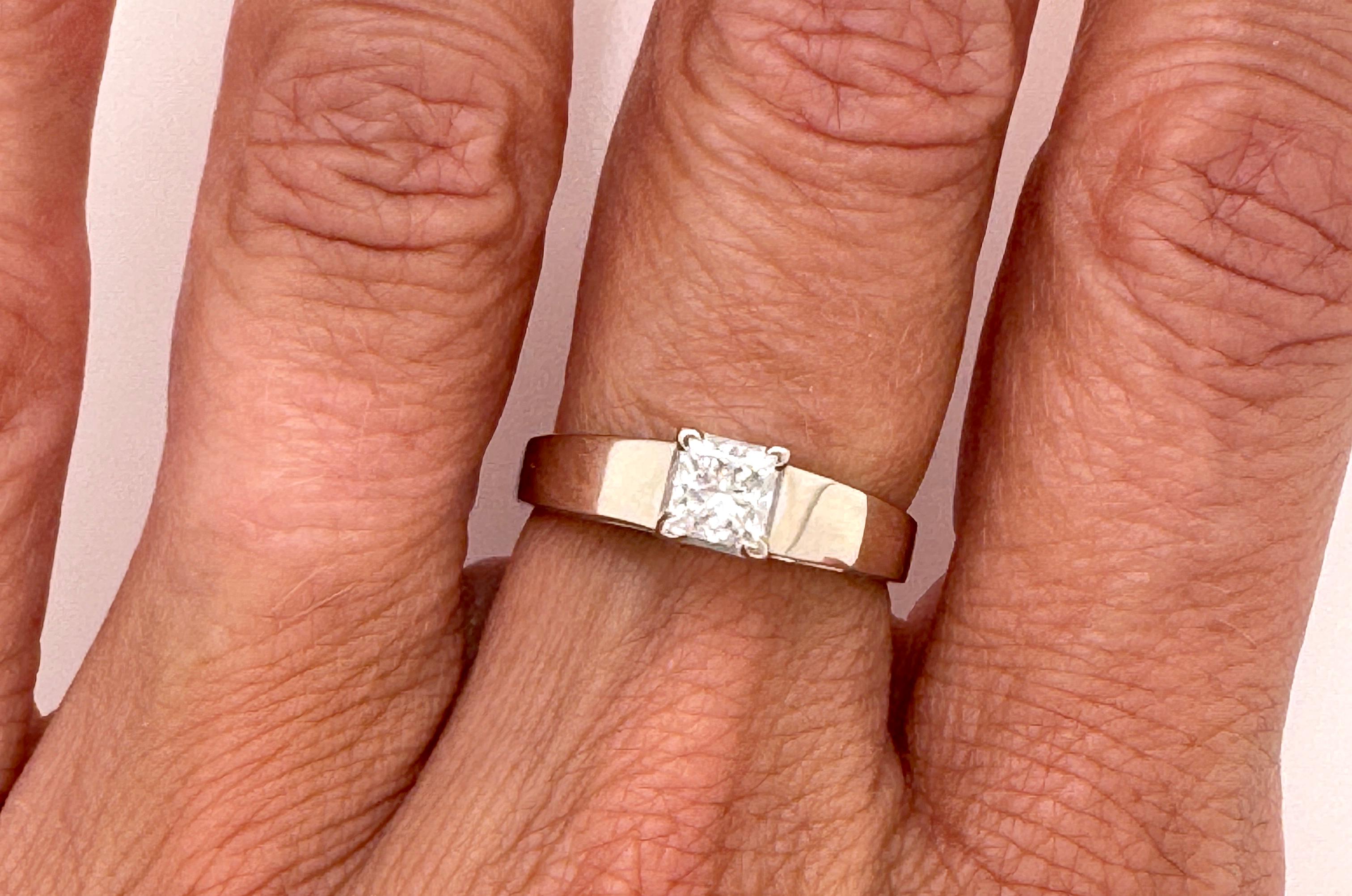 Solitaire Diamond Engagement Ring Mined .50ct 14K Princess Cut White Gold In Excellent Condition For Sale In Dearborn, MI