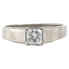 Anillo de compromiso de diamante solitario tallado .50ct 14K Oro blanco talla princesa