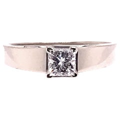 Solitaire Diamond Engagement Ring .50 Carat 14k Princess Cut White Gold