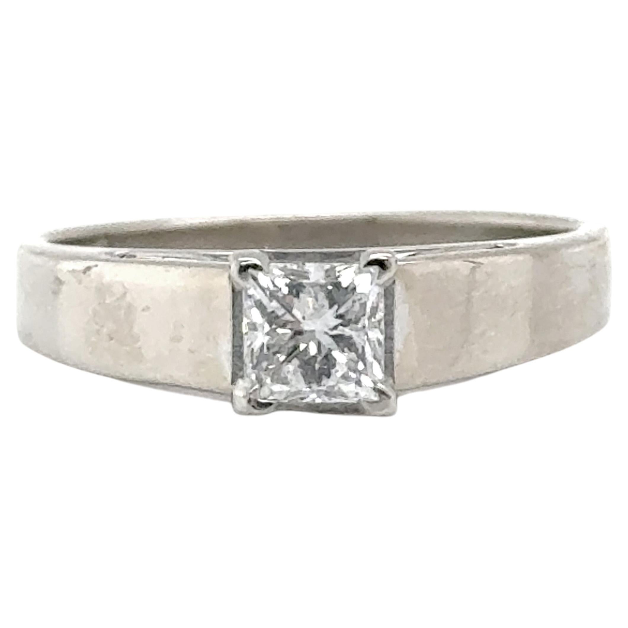 Solitaire Diamond Engagement Ring Mined .50ct 14K Princess Cut White Gold