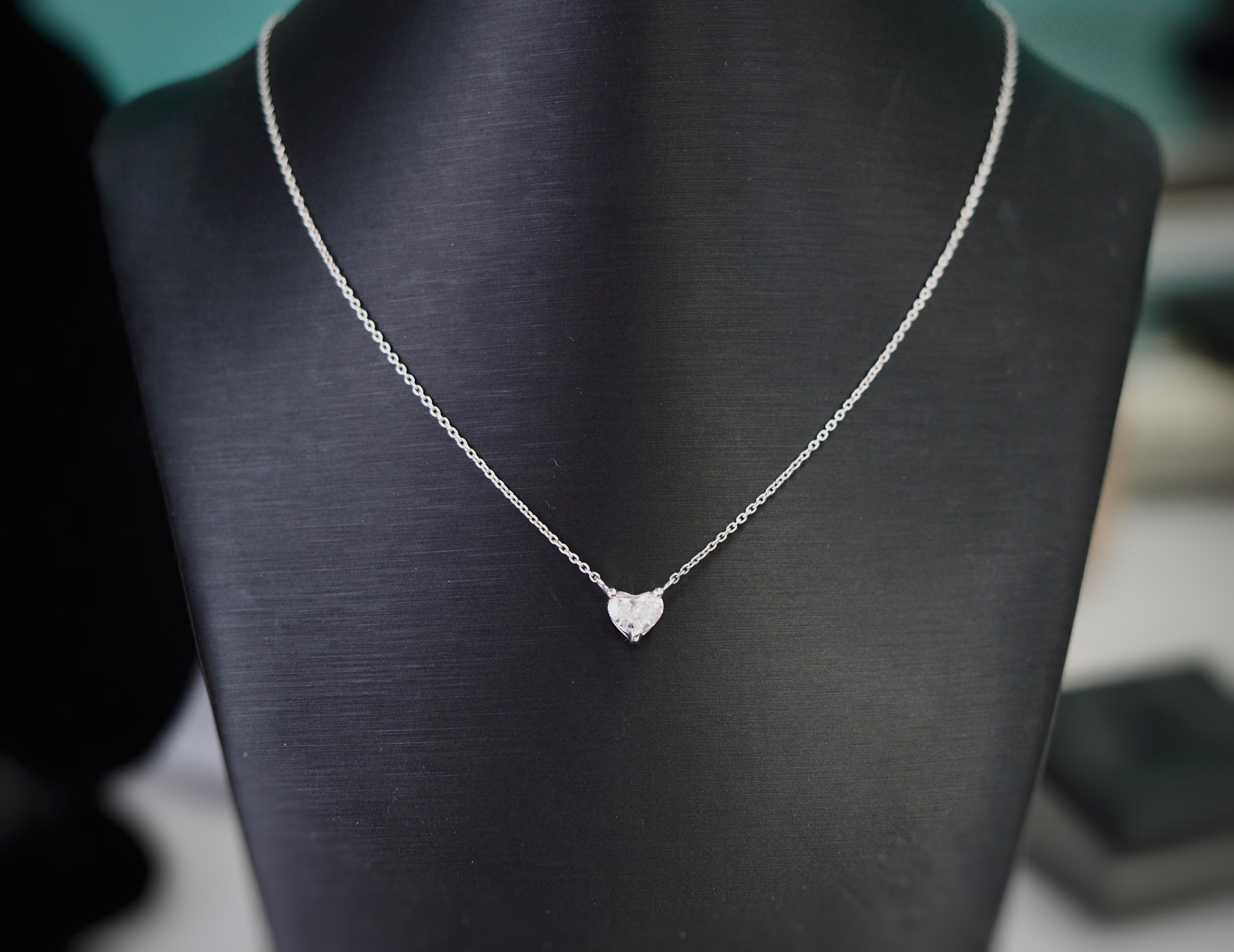 Solitaire Diamond Heart Pendant Necklace At 1stdibs Solitaire Diamond Heart Necklace Diamond Heart Solitaire Necklace
