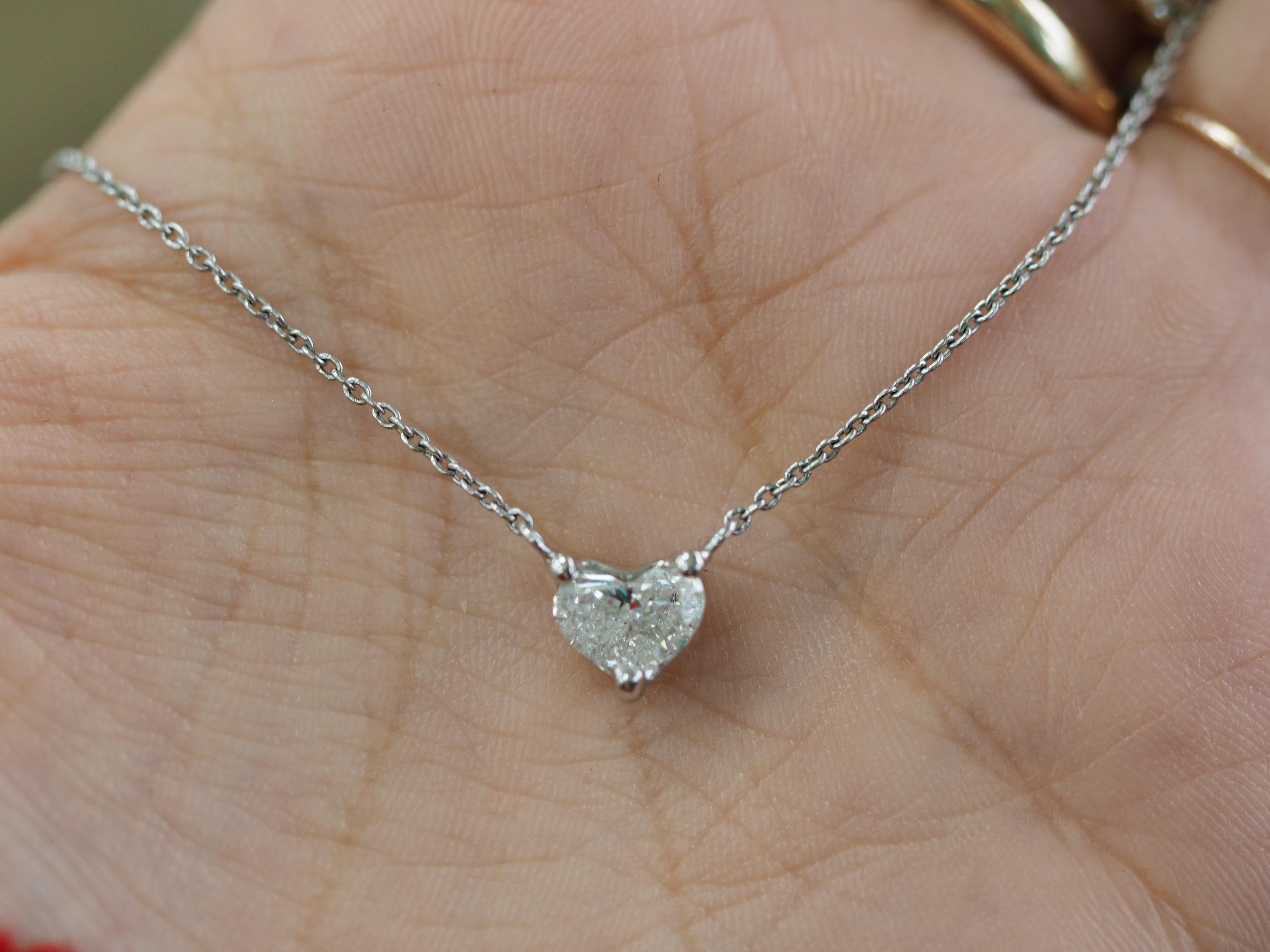 Solitaire Diamond Heart Pendant Necklace At 1stdibs Solitaire Diamond Heart Necklace Diamond Heart Solitaire Necklace