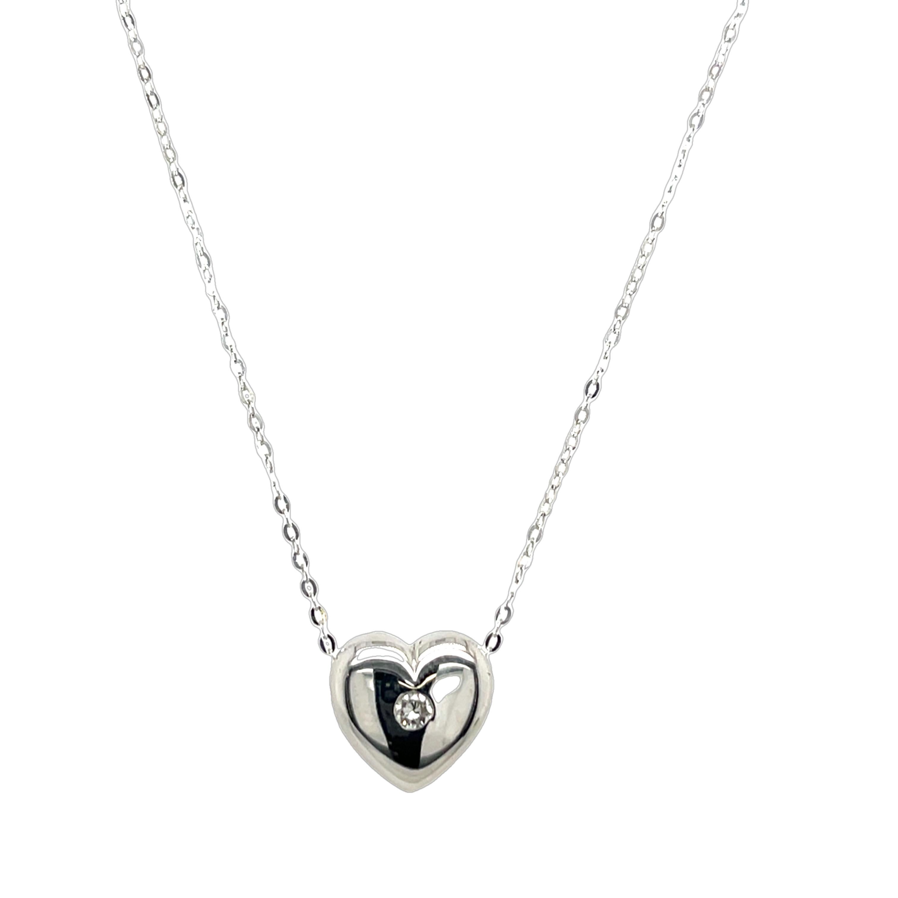 De las mujeres Colgante Corazón Diamante Solitario Oro Blanco 18ct 0,05ct, En Cadena Oro Blanco 18ct en venta
