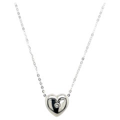 18ct White Gold 0.05ct Solitaire Diamond Heart Pendent, On 18ct white Gold Chain