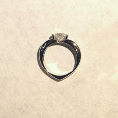Solitaire Diamond Heart Shaped Engagement Ring in 18K White Gold