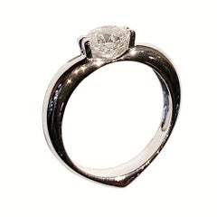 Solitaire Diamond Heart Shaped Engagement Ring in 18K White Gold
