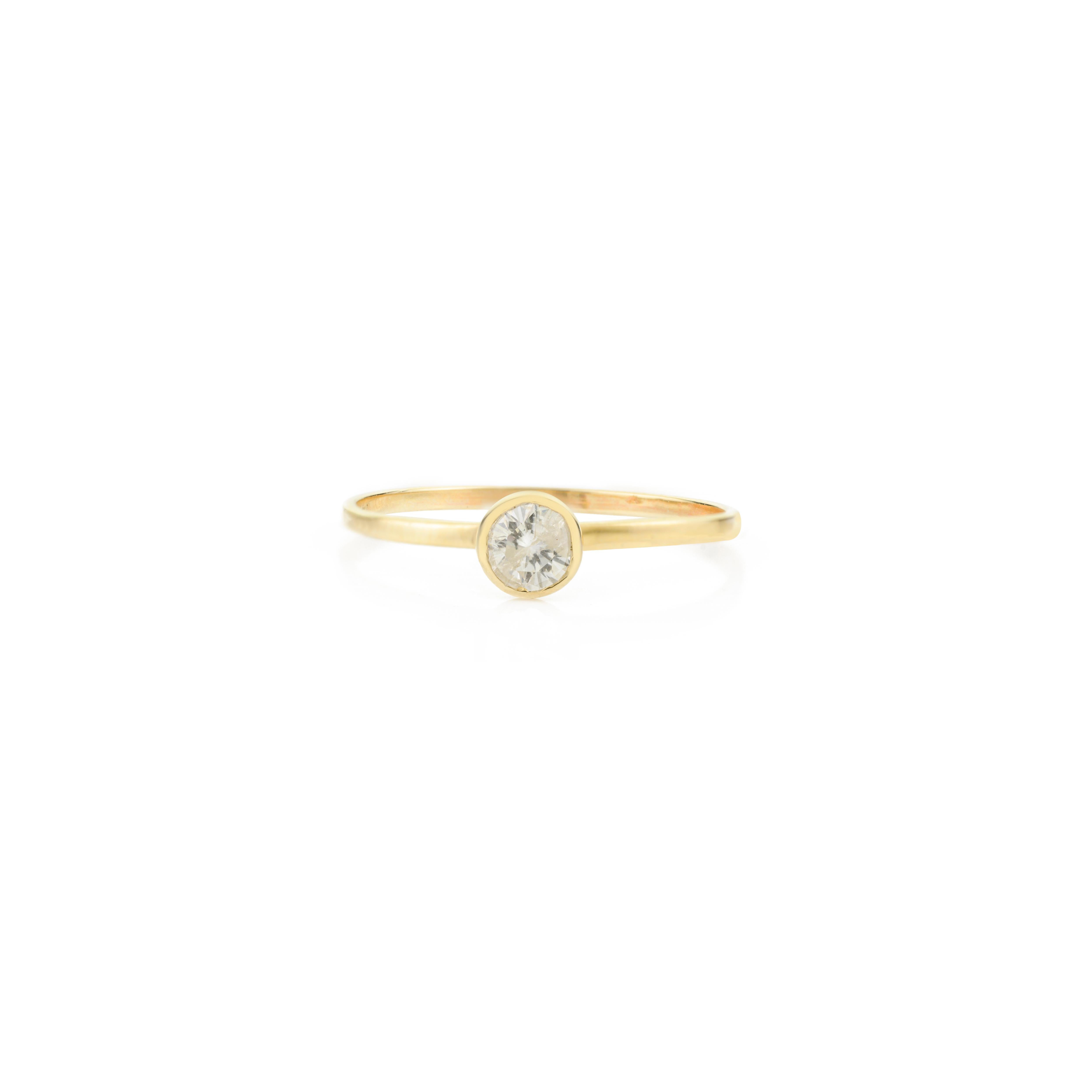 For Sale:  Solitaire Diamond Minimalist Engagement Ring in 14k Solid Yellow Gold for Women 3