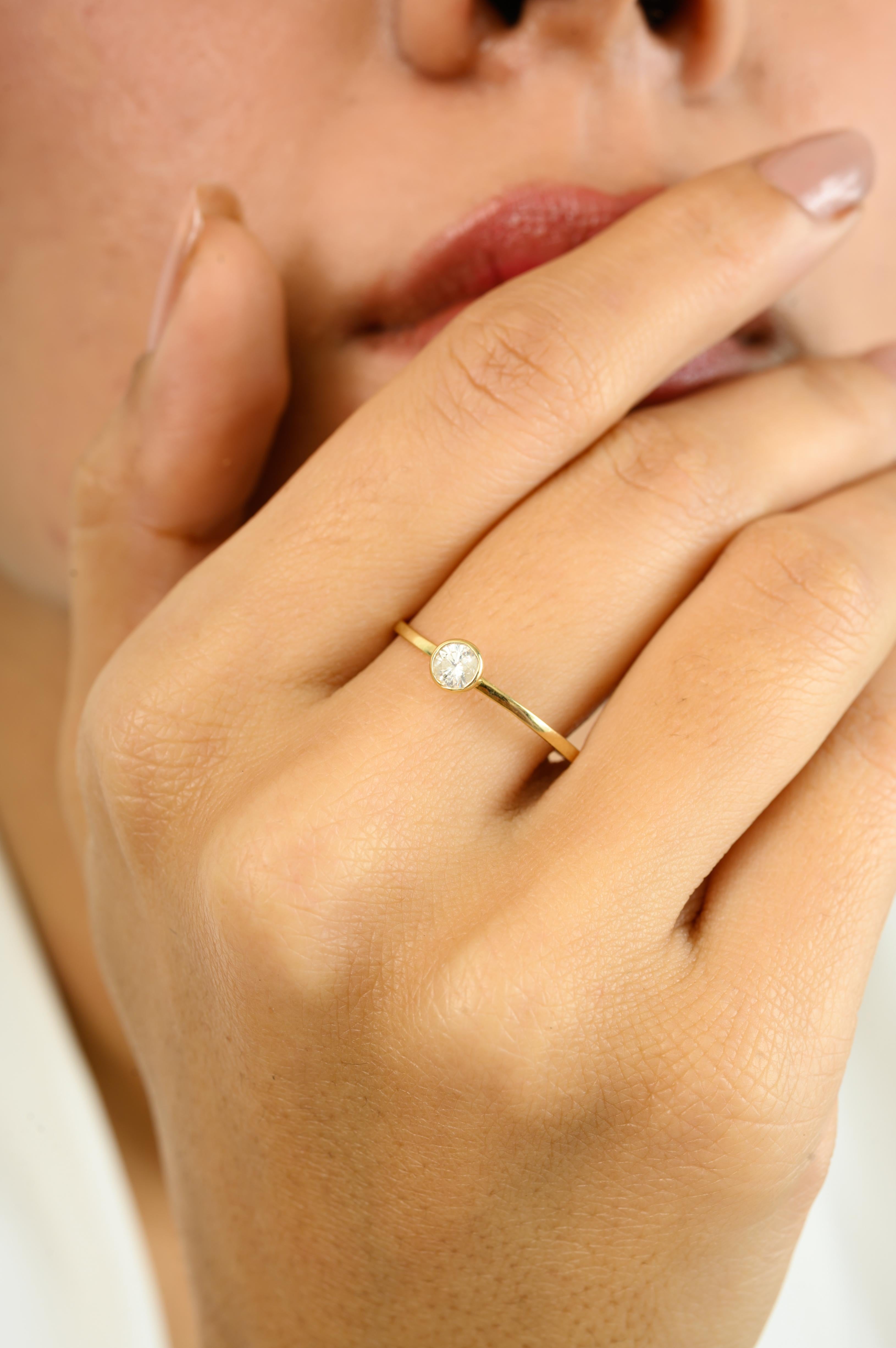 For Sale:  Solitaire Diamond Minimalist Engagement Ring in 14k Solid Yellow Gold for Women 4
