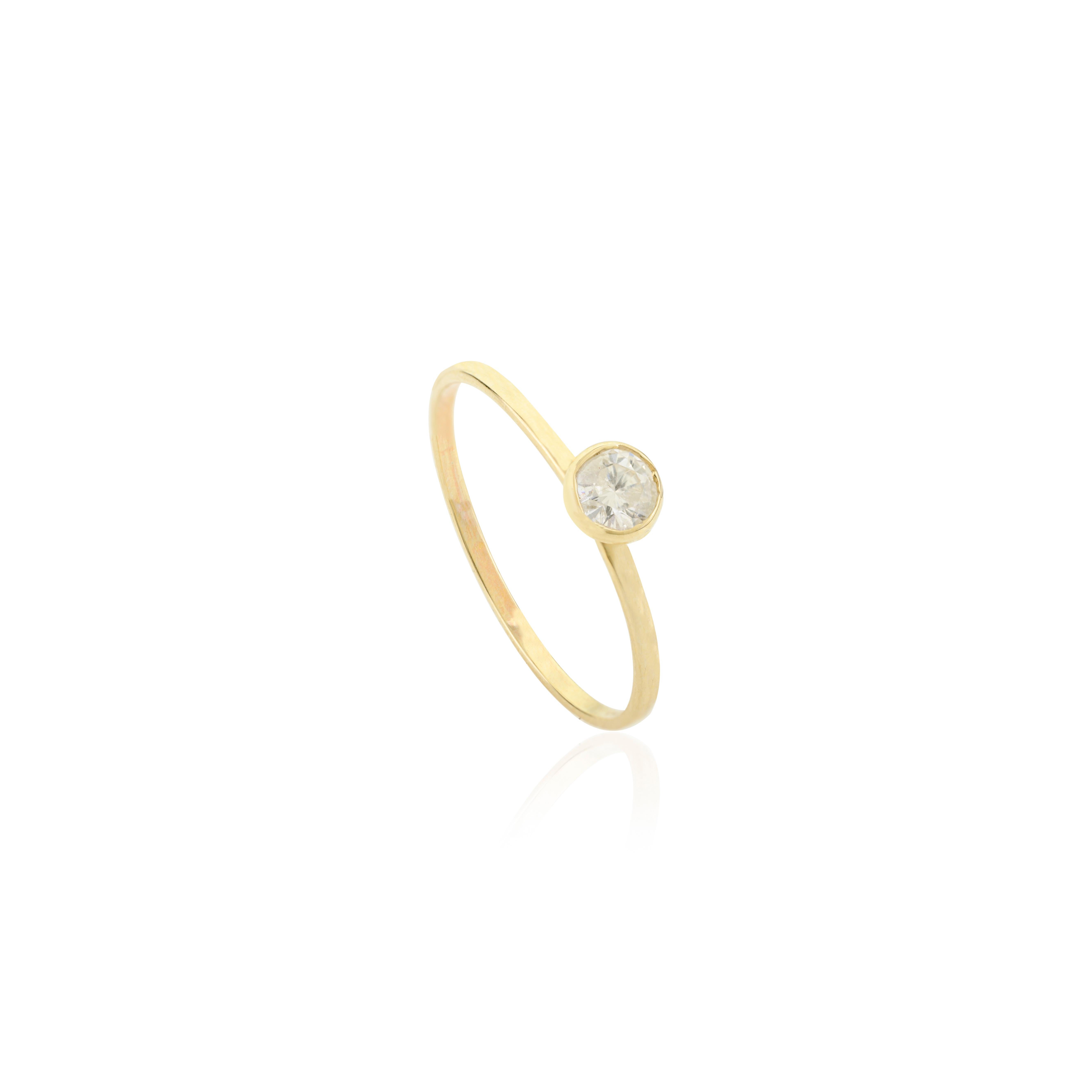 For Sale:  Solitaire Diamond Minimalist Engagement Ring in 14k Solid Yellow Gold for Women 5