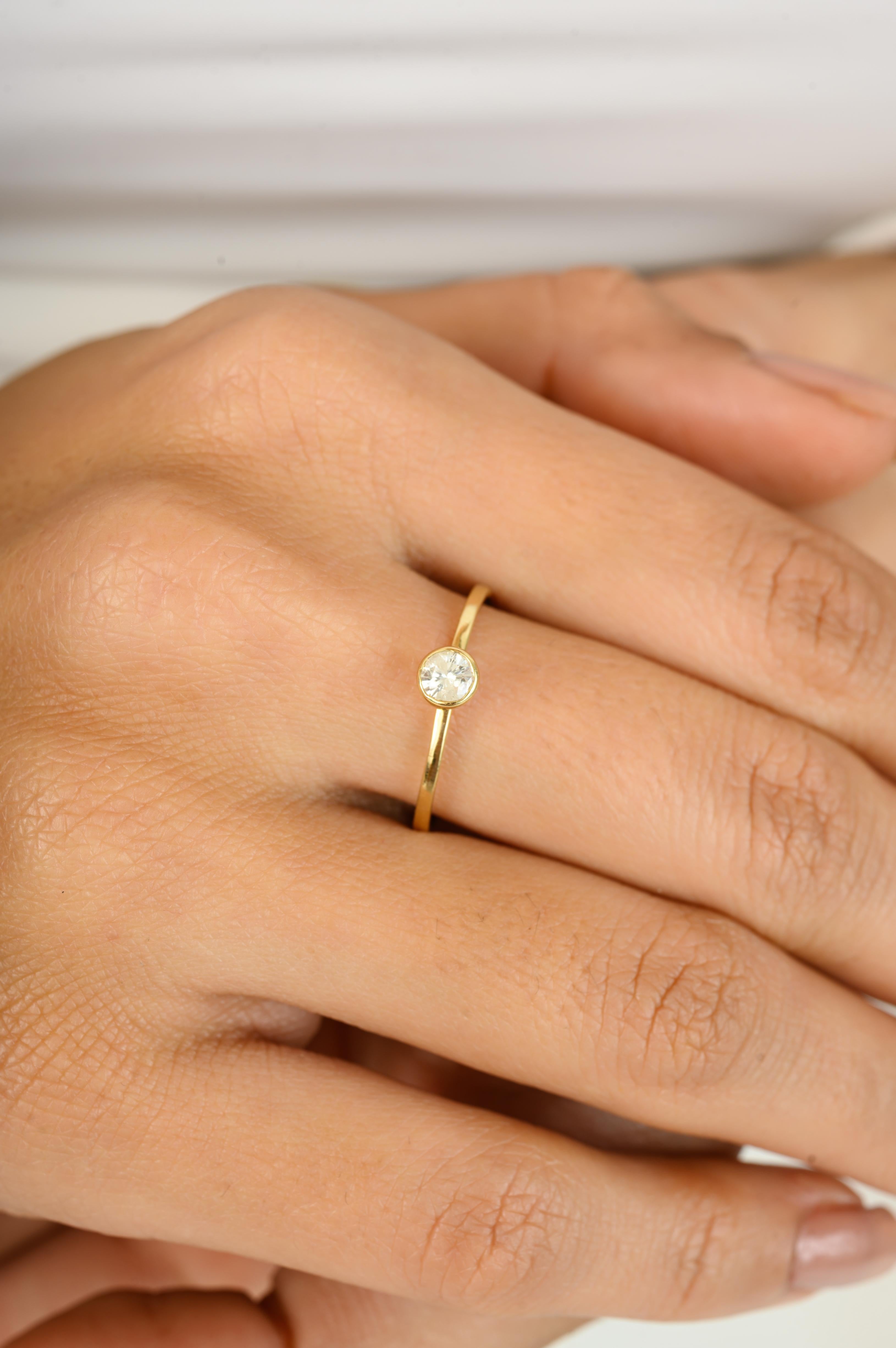 For Sale:  Solitaire Diamond Minimalist Engagement Ring in 14k Solid Yellow Gold for Women 6