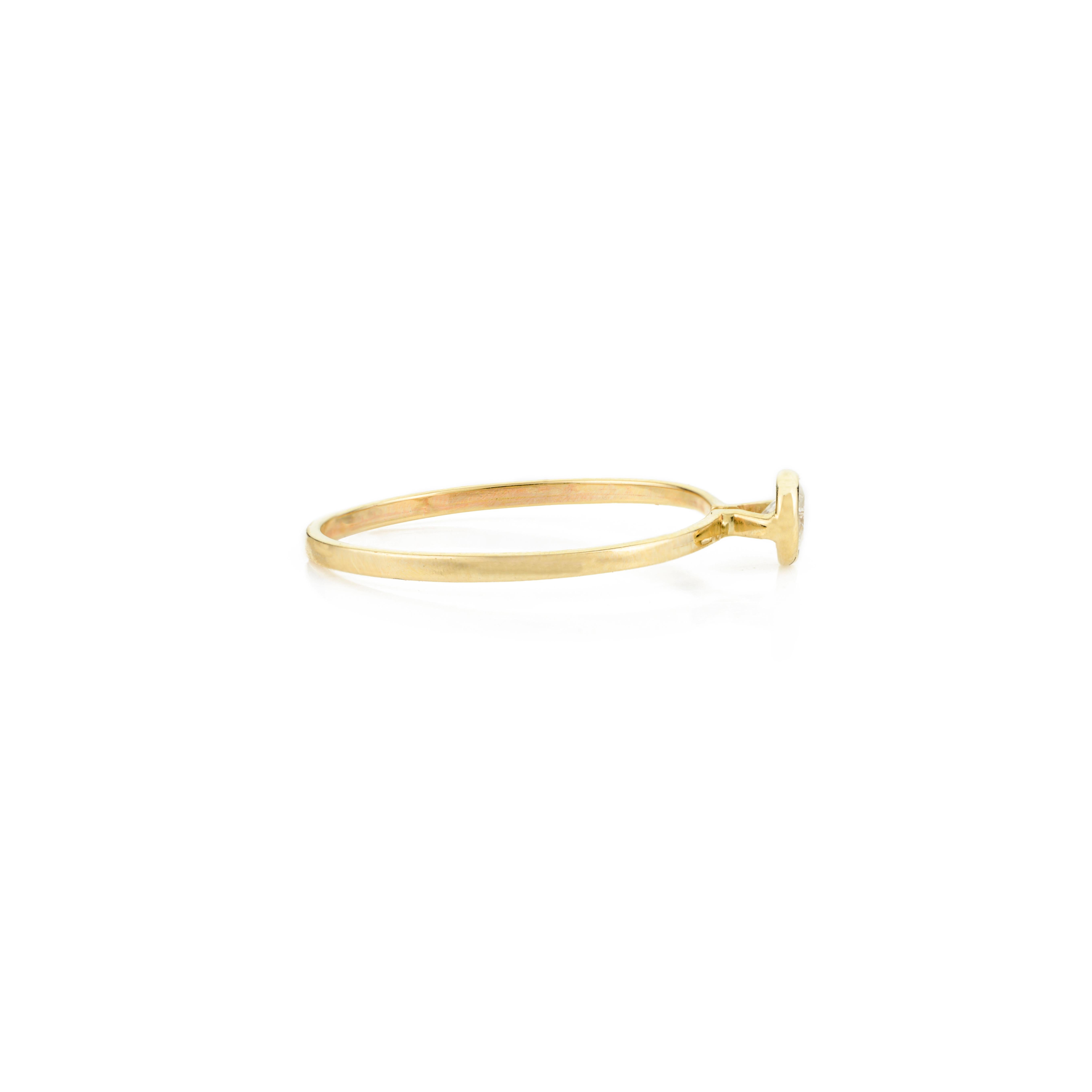 For Sale:  Solitaire Diamond Minimalist Engagement Ring in 14k Solid Yellow Gold for Women 7