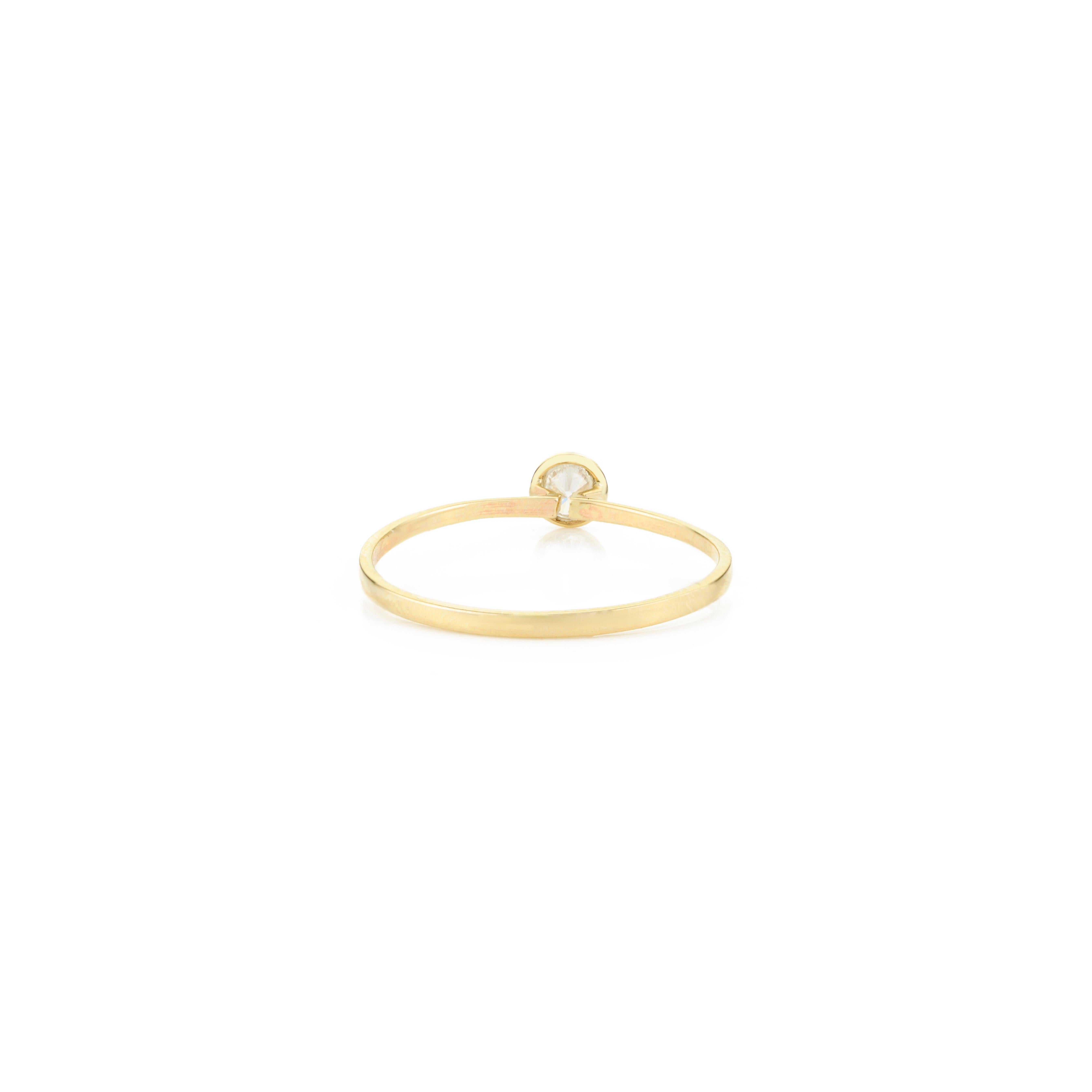 For Sale:  Solitaire Diamond Minimalist Engagement Ring in 14k Solid Yellow Gold for Women 9