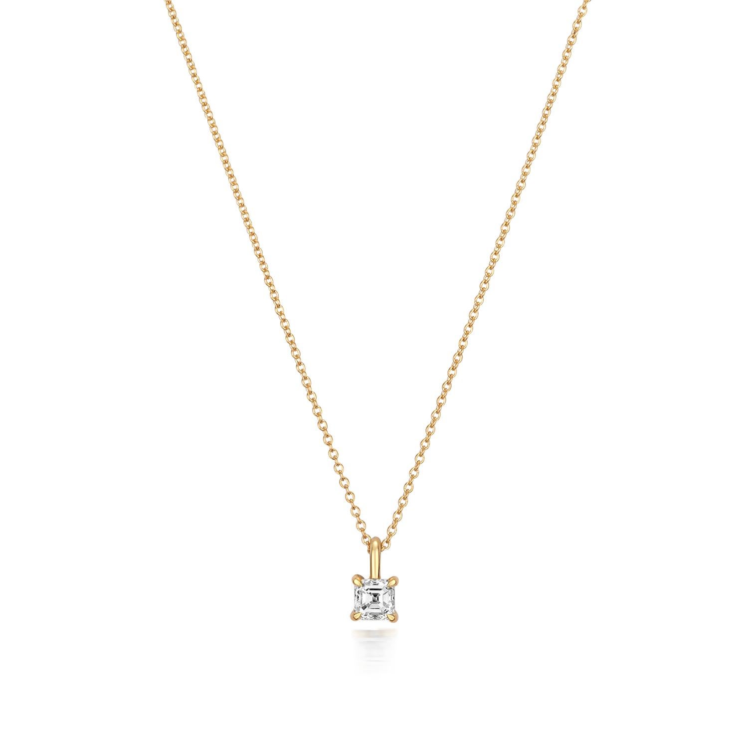 Solitär DIAMOND-Halskette 0,19 Karat ASSCHER CUT NECKLACE IN 18CT GOLD Damen im Angebot