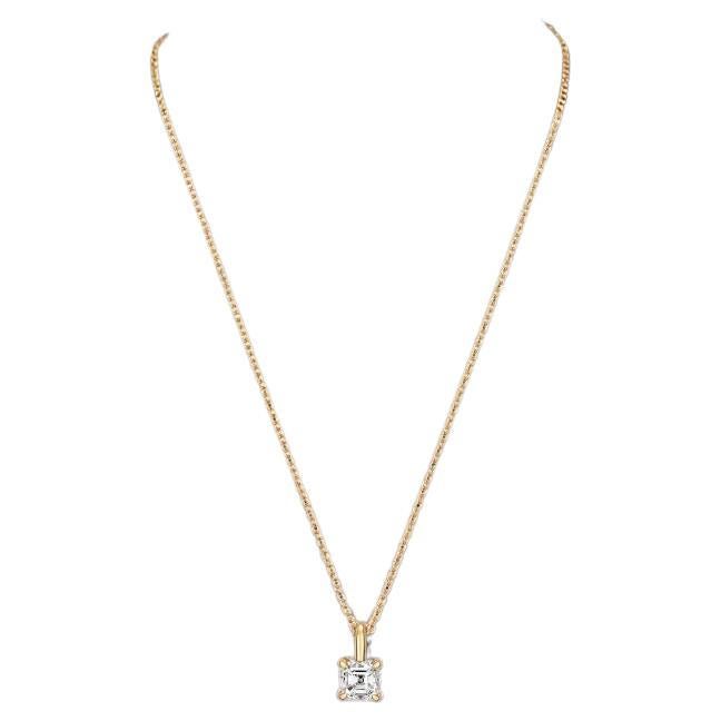 Solitaire DIAMOND Necklace 0.19ct ASSCHER CUT NECKLACE IN 18CT GOLD