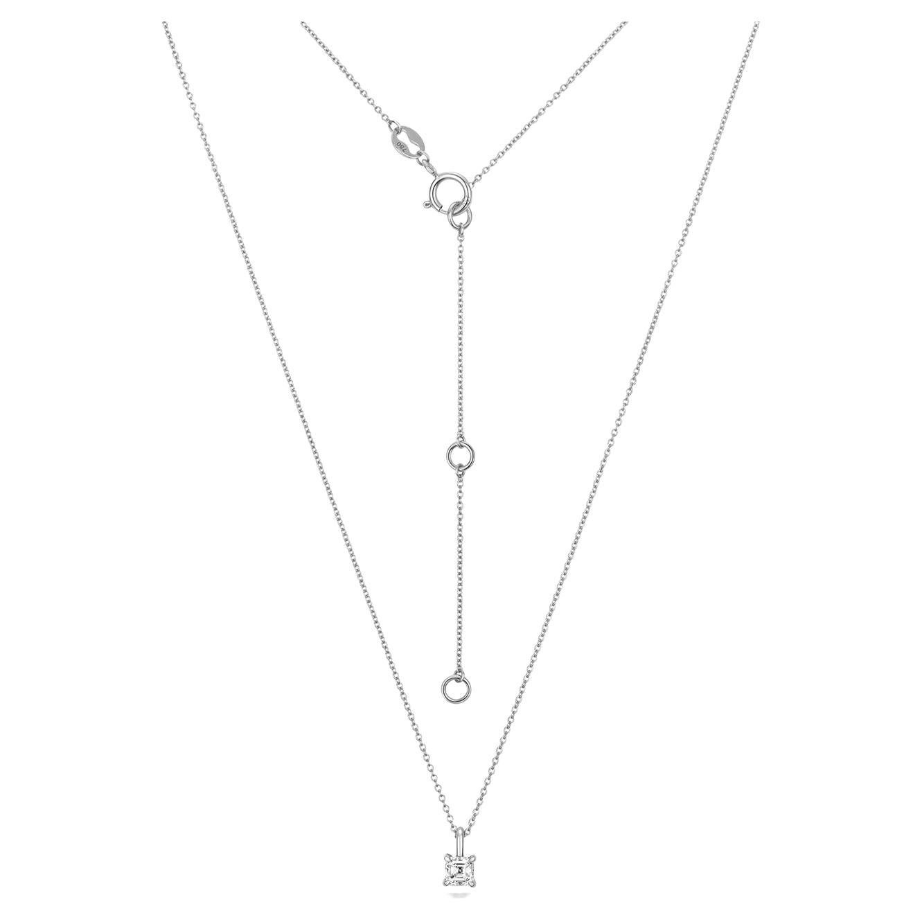 Solitaire DIAMOND Necklace ASSCHER CUT 0.19ct NECKLACE IN 18CT WHITE GOLD