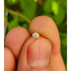 Solitaire Diamond Nose Ring 14k Solid Gold Bezel Set