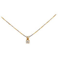 Solitär-Diamant-Anhänger-Halskette 14k Gelbgold