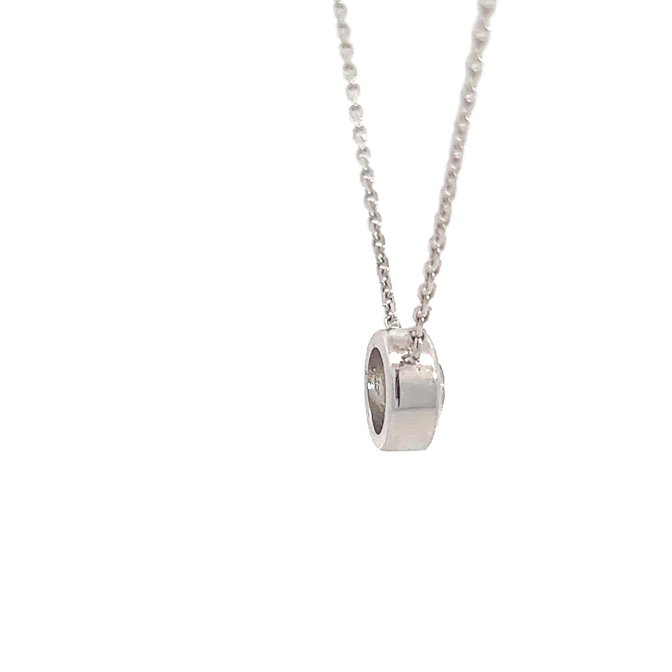 Solitaire Diamond Pendant 
0.78 Carat Natural Brilliant Cut Diamond, mounted in a 14k White Gold Bezel set Pendant.
Perfect gift for your special person.
Punto Luce