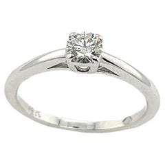 Solitaire Diamond Ring Set with 0.33ct H-I/I1 Round Diamonds in 14ct White Gold