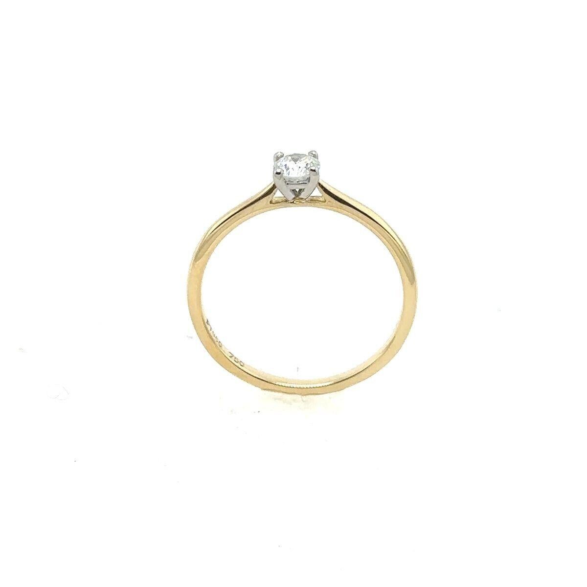 Solitär-Diamantring mit rundem Diamantring aus 18 Karat Gelbgold und Platin mit Platinfassung (Rundschliff)