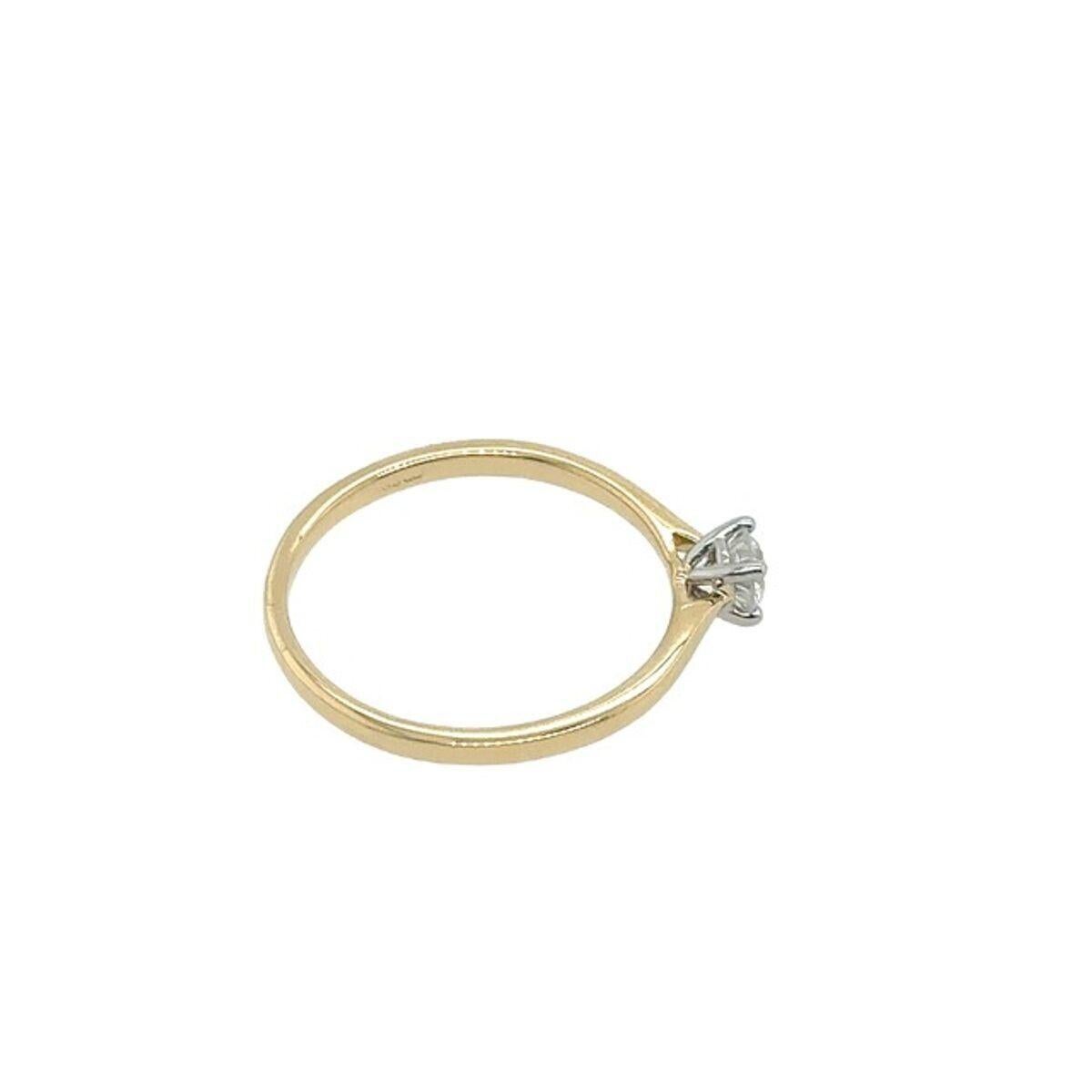 Solitär-Diamantring mit rundem Diamantring aus 18 Karat Gelbgold und Platin mit Platinfassung Damen