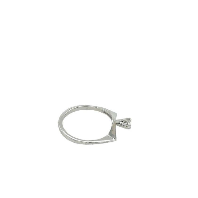 Round Cut Solitaire Diamond Ring with Unusual Wishbone Shape in 18ct White Gold