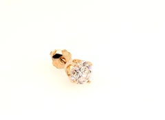 Solitaire Diamond Single Earring Mined .50ct Screwback 14K Yellow Gold