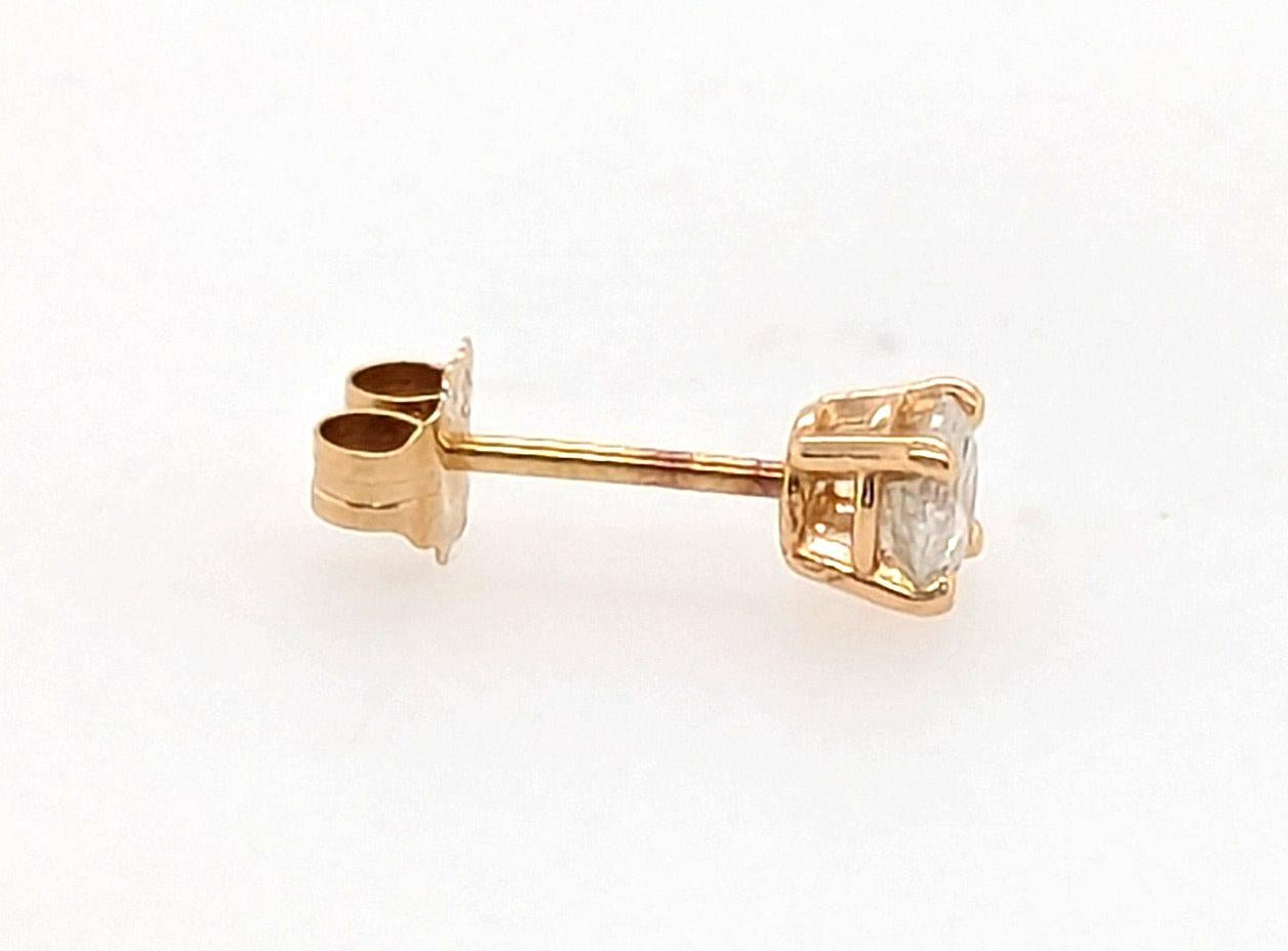 Taille ronde Solitaire Diamond Single Stud Earring Mined .25ct 14K Yellow Gold en vente