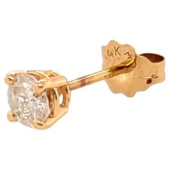 Solitaire Diamond Single Stud Earring Mined .25ct 14K Yellow Gold