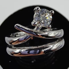 Solitaire Diamond Spiral Engagement Ring in 18K White Gold