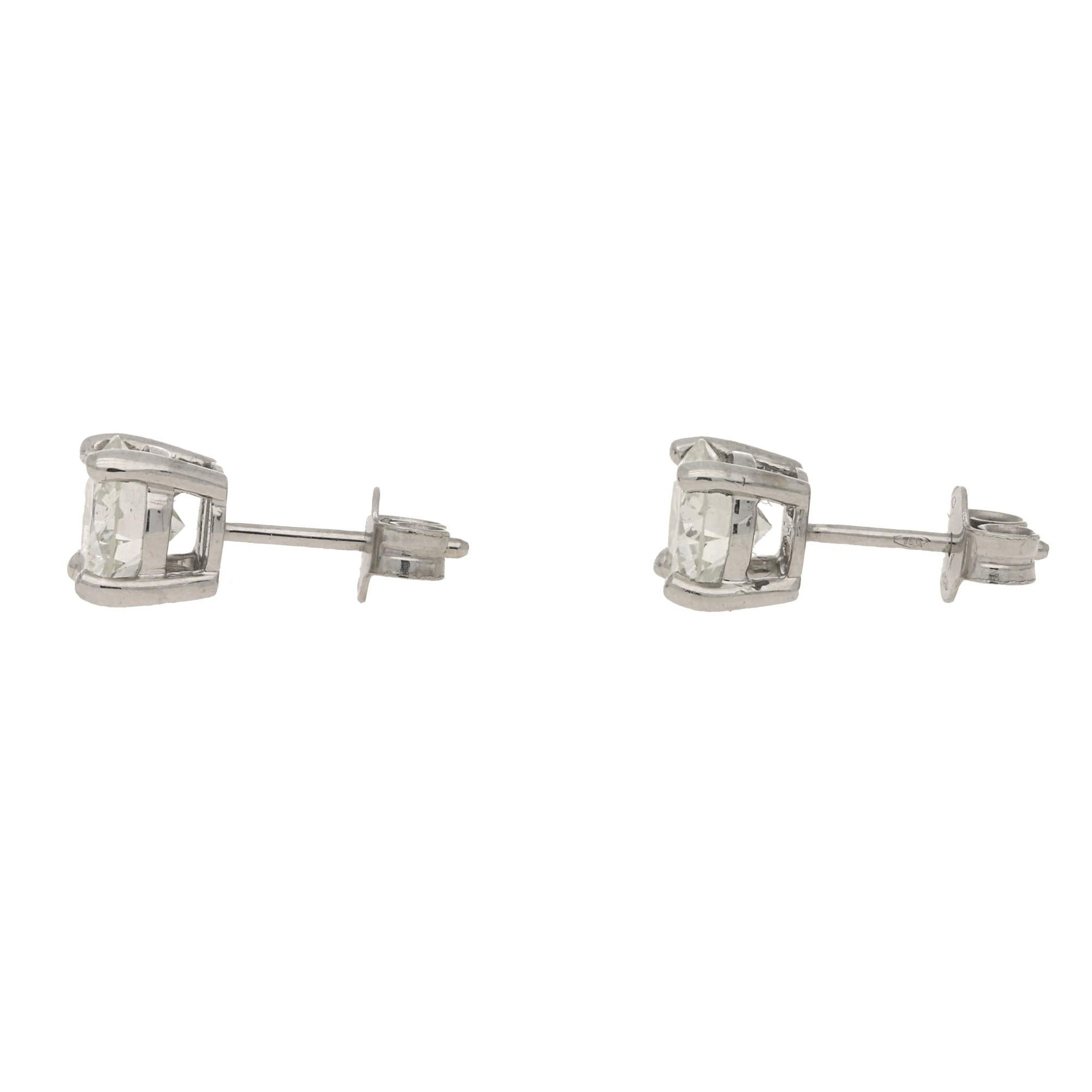 Diamond Stud Earrings Set in 18k White Gold 2.46 Carat 1