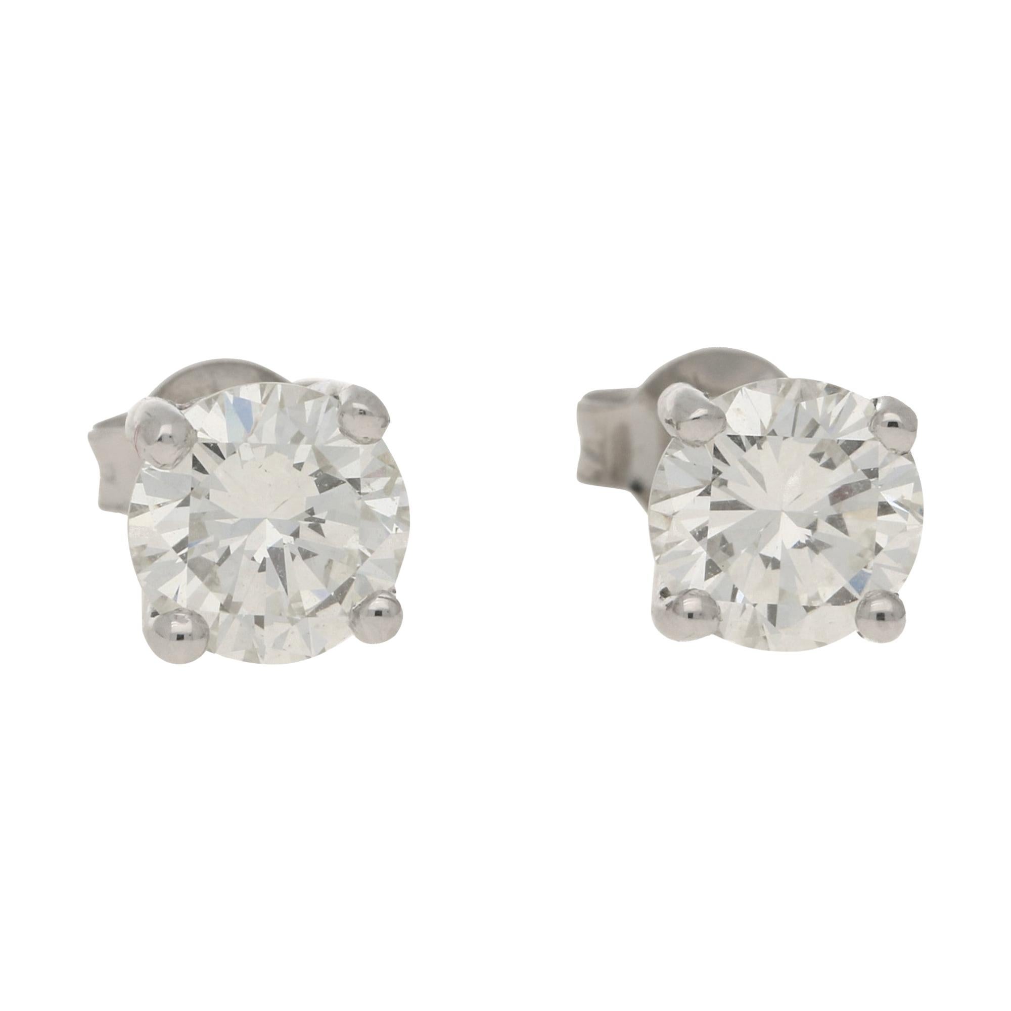 Diamond Stud Earrings Set in 18k White Gold 2.46 Carat