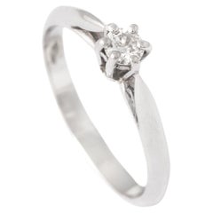 Vintage Solitaire Diamond White Gold 18K Ring