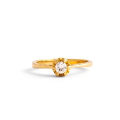 Gelbgold-Ring mit Solitär-Diamant
