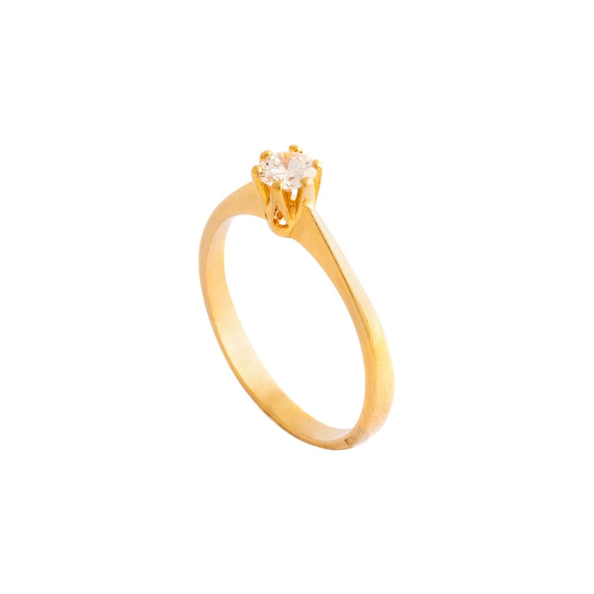 Solitaire Diamond Yellow Gold Ring For Sale